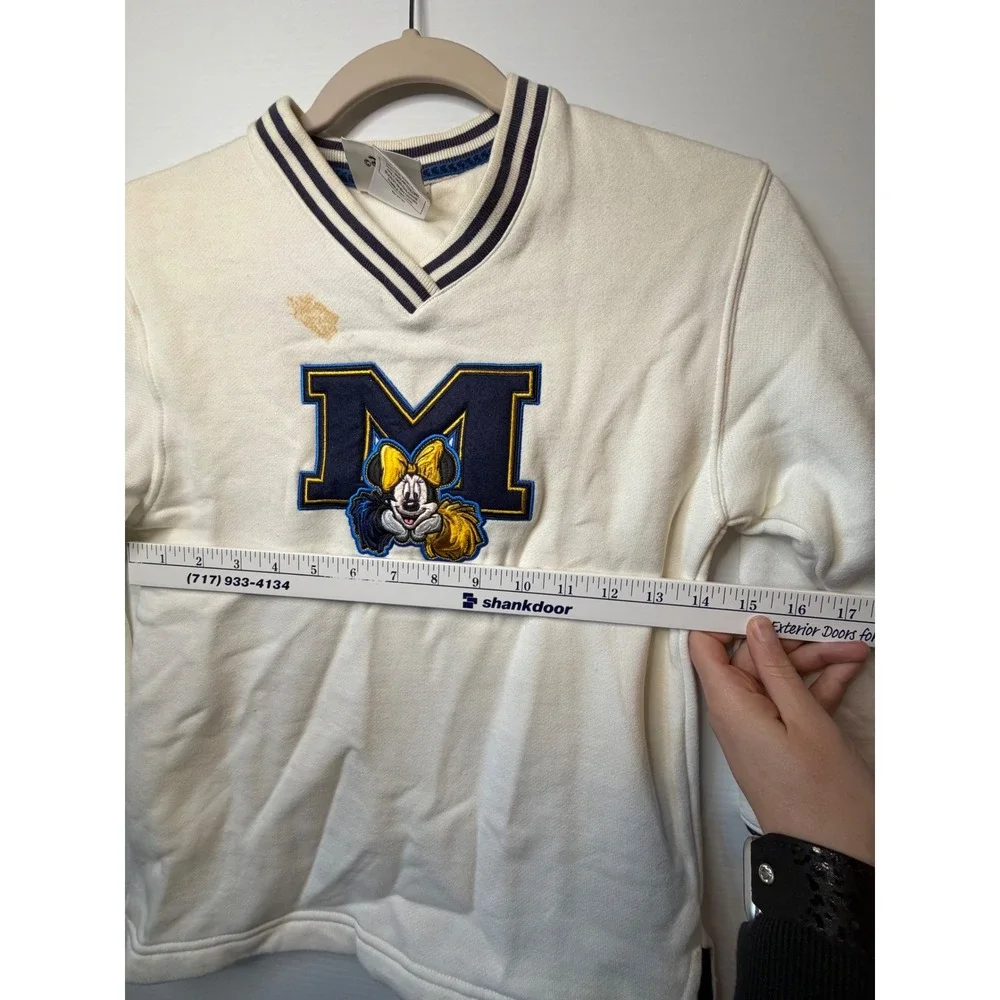 VTG Disney World‎ Minnie Mouse Youth Small 6/8 White Cheer Collegiate Sweatshirt